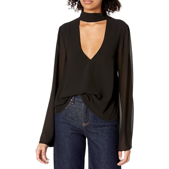 Show Me Your MuMu Tops - Show Me Your Mumu Women's Olsen Top Black Chiffon Sheer SZ Small